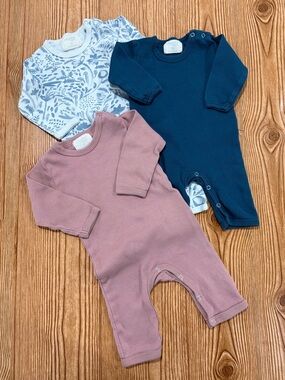 Babyushka Organic Infant Long Sleeve One-Piece Rompers Set 3-6 Months